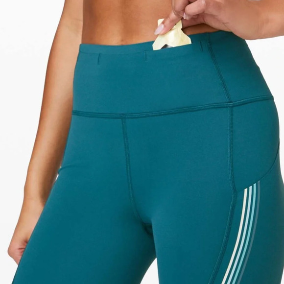 Lululemon Women Capri Leggings Green 4 Athletic Athleisure Activewear Yoga Gym - Picture 6 of 9